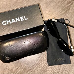 Chanel Black Sunglasses with Pearl Detail- like new!
